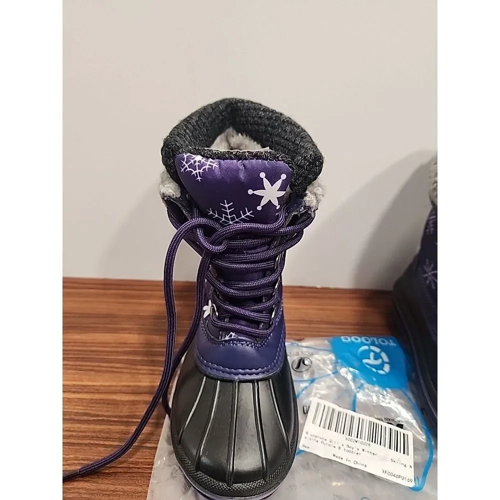 Mishansha Toddler 8 Purple‎ Snow Skiing Boots Lace Up Kids Babies Walking